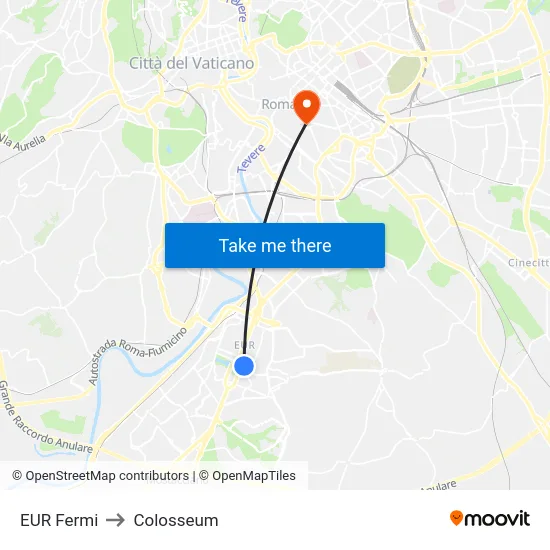 EUR Fermi to Colosseum map