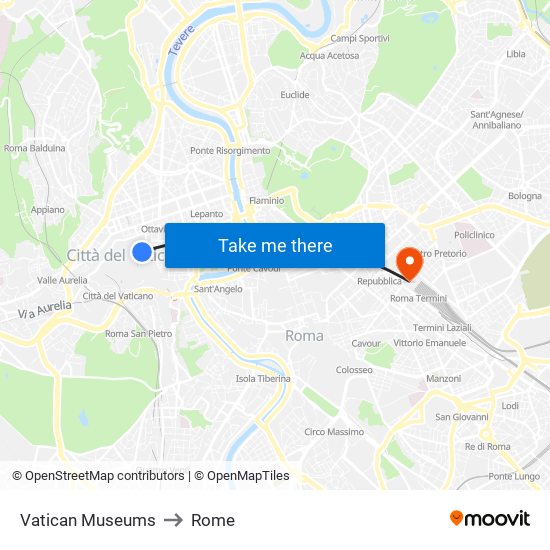 Vatican Museums to Rome map