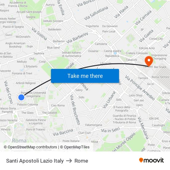 Santi Apostoli Lazio Italy to Rome map