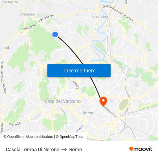 Cassia Tomba Di Nerone to Rome map