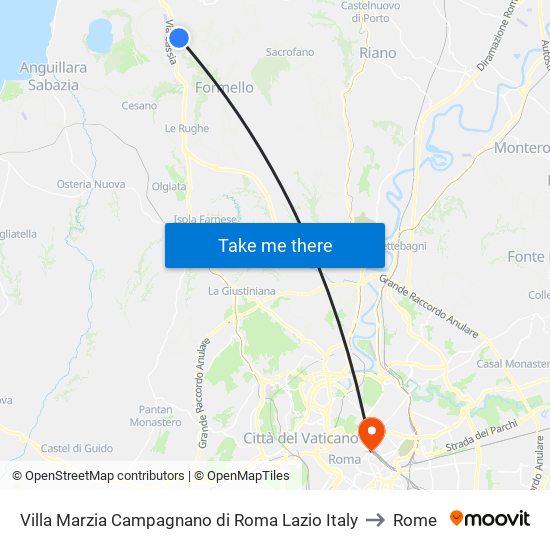 Villa Marzia Campagnano di Roma Lazio Italy to Rome map