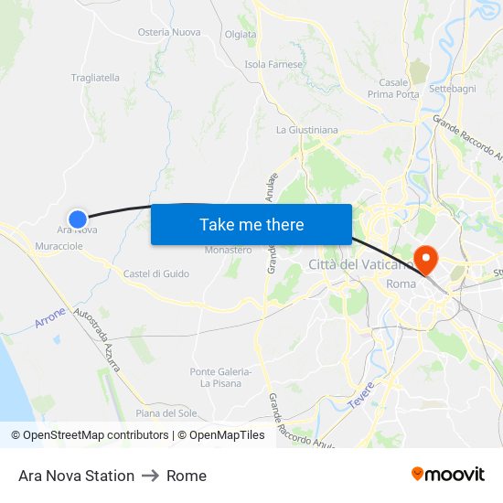 Ara Nova Station to Rome map