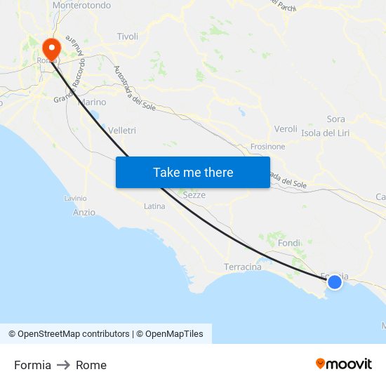 Formia to Rome map