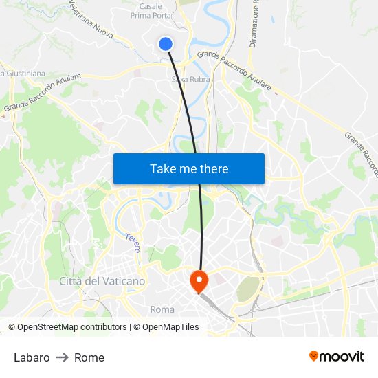 Labaro to Rome map
