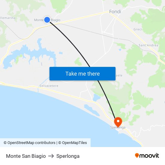 Monte San Biagio to Sperlonga map
