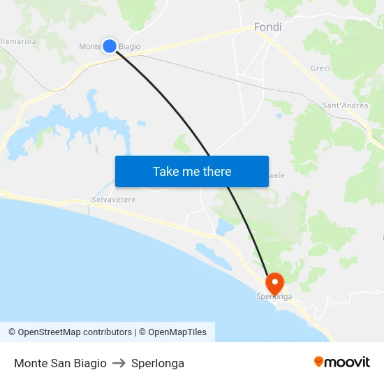 Monte San Biagio to Sperlonga map