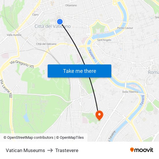 Vatican Museums to Trastevere map