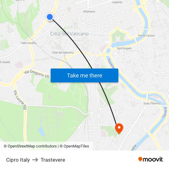 Cipro Italy to Trastevere map