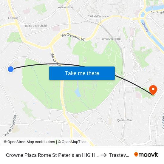 Crowne Plaza Rome St Peter s an IHG Hotel to Trastevere map