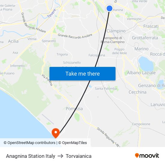 Anagnina Station Italy to Torvaianica map