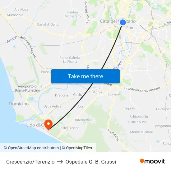 Crescenzio/Terenzio to Ospedale G. B. Grassi map