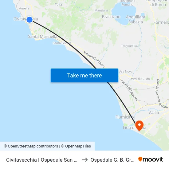 Civitavecchia | Ospedale San Paolo to Ospedale G. B. Grassi map