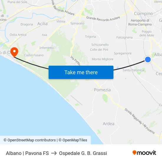 Albano | Pavona FS to Ospedale G. B. Grassi map