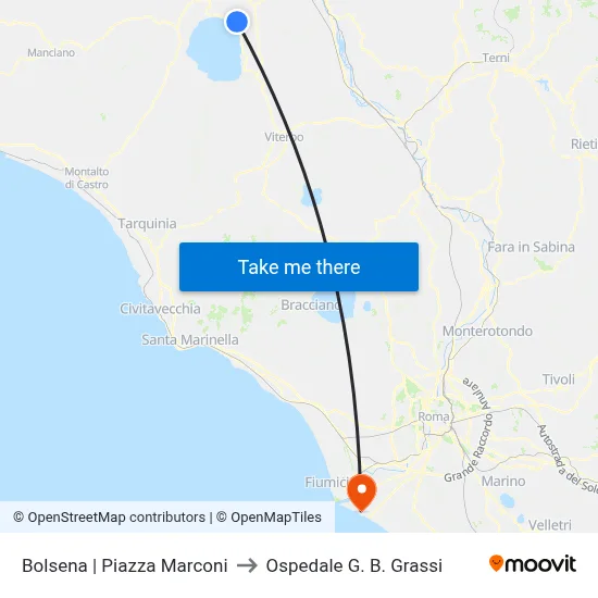Bolsena | Marconi Square to G. B. Grassi Hospital map