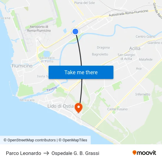Parco Leonardo to Ospedale G. B. Grassi map