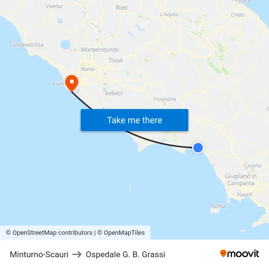 Minturno-Scauri to Ospedale G. B. Grassi map