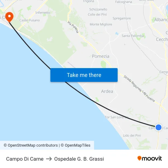 Campo Di Carne to Ospedale G. B. Grassi map