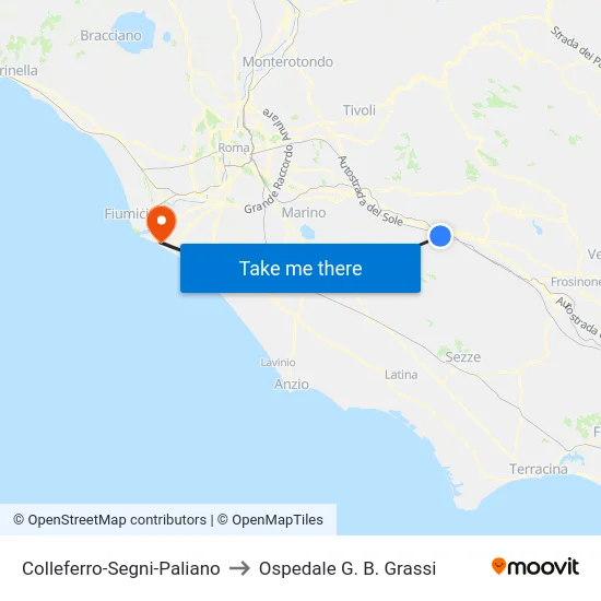 Colleferro-Segni-Paliano to Ospedale G. B. Grassi map