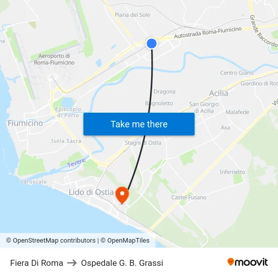 Fiera Di Roma to Ospedale G. B. Grassi map