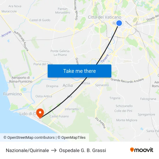 Nazionale/Quirinale to Ospedale G. B. Grassi map