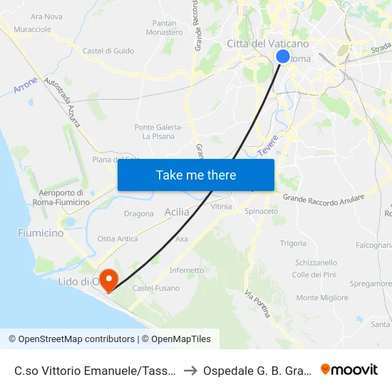 C.so Vittorio Emanuele/Tassoni to Ospedale G. B. Grassi map
