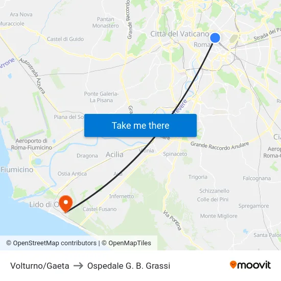 Volturno/Gaeta to Ospedale G. B. Grassi map