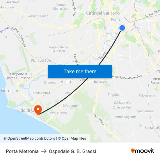 Porta Metronia to Ospedale G. B. Grassi map