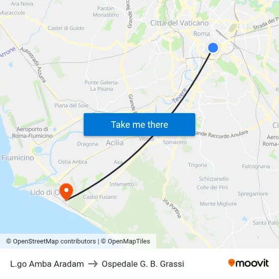 L.go Amba Aradam to Ospedale G. B. Grassi map