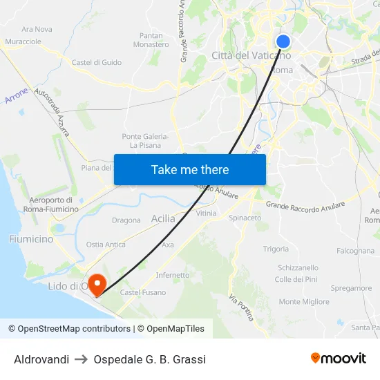 Aldrovandi to Ospedale G. B. Grassi map