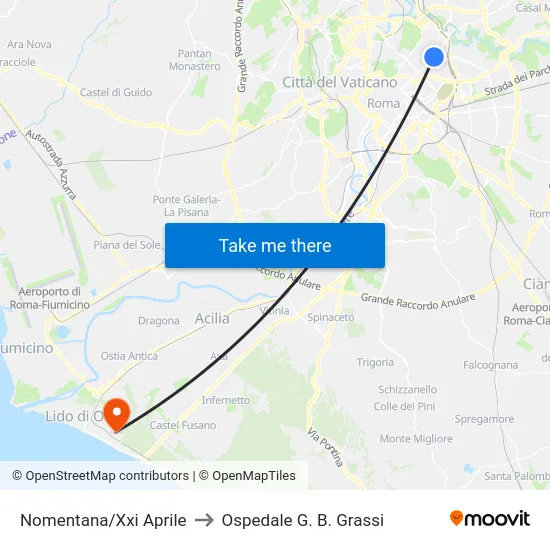 Nomentana/Xxi Aprile to Ospedale G. B. Grassi map
