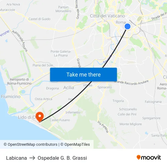 Labicana to Ospedale G. B. Grassi map