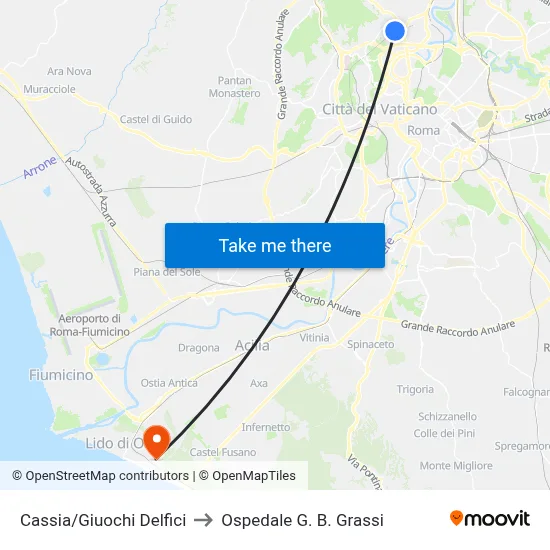 Cassia/Giuochi Delfici to Ospedale G. B. Grassi map