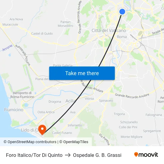 Foro Italico/Tor Di Quinto to Ospedale G. B. Grassi map