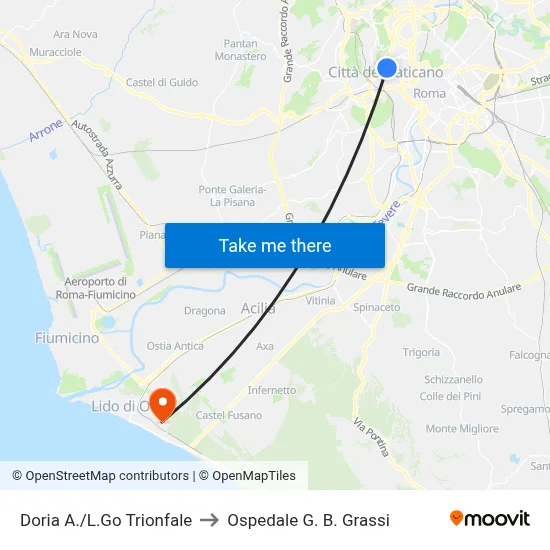 Doria A./L.Go Trionfale to Ospedale G. B. Grassi map