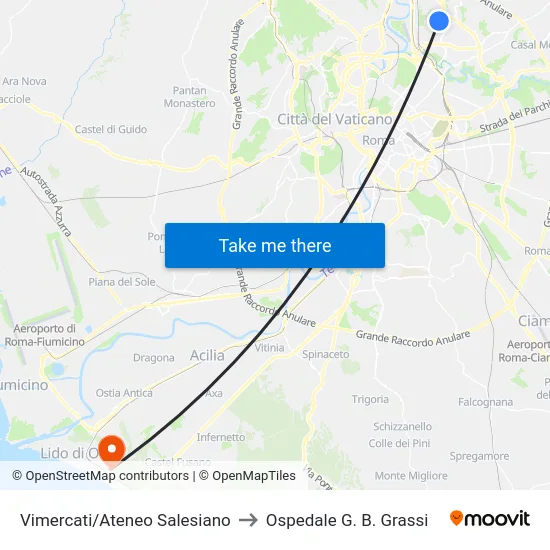 Vimercati/Ateneo Salesiano to Ospedale G. B. Grassi map