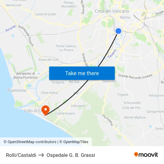 Rolli/Castaldi to Ospedale G. B. Grassi map