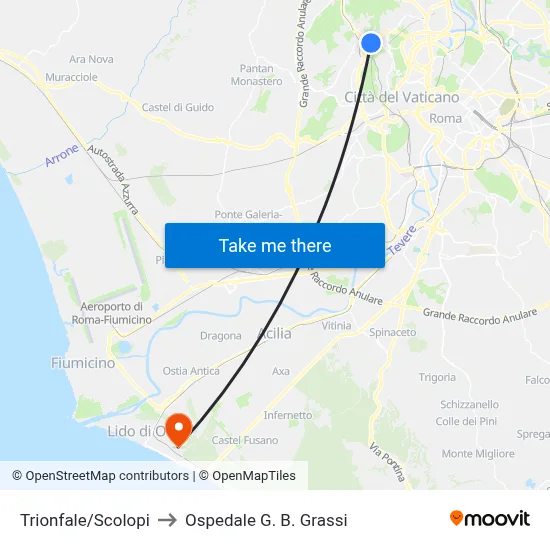 Trionfale/Scolopi to Ospedale G. B. Grassi map