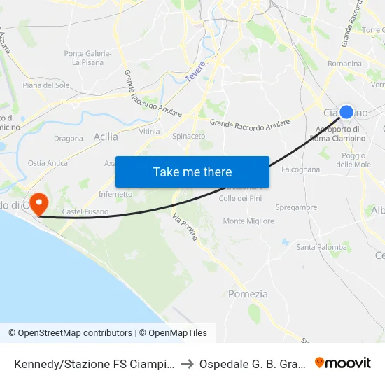Kennedy/Stazione FS Ciampino to Ospedale G. B. Grassi map