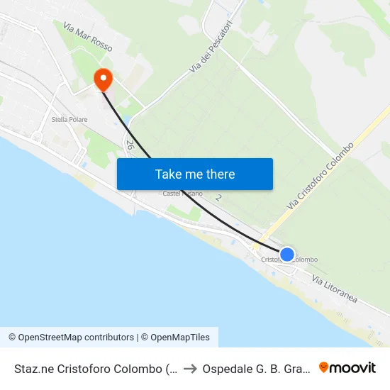 Staz.ne Cristoforo Colombo (Rl) to Ospedale G. B. Grassi map