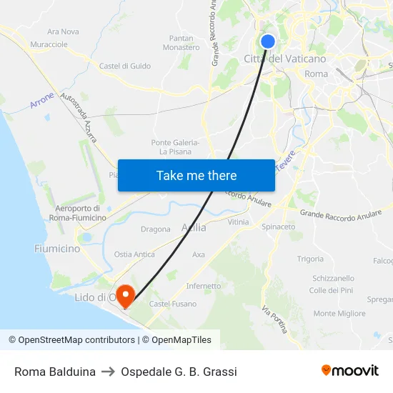 Roma Balduina to Ospedale G. B. Grassi map