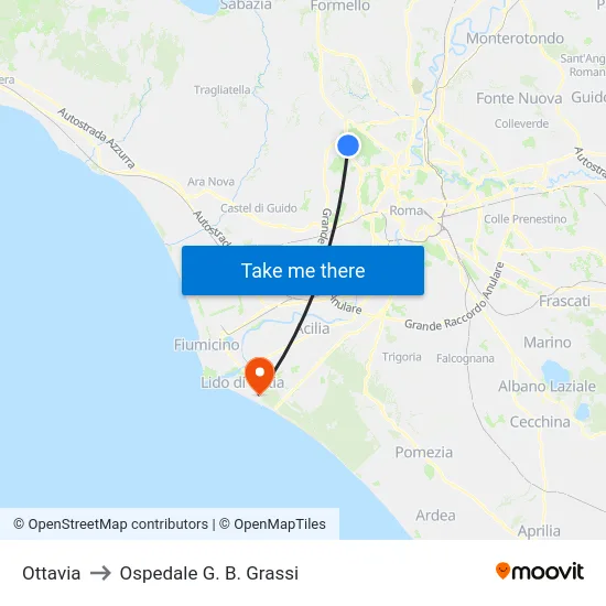 Ottavia to Ospedale G. B. Grassi map
