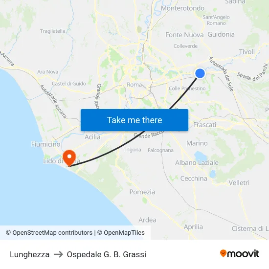 Lunghezza to Ospedale G. B. Grassi map