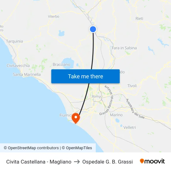 Civita Castellana - Magliano to Ospedale G. B. Grassi map