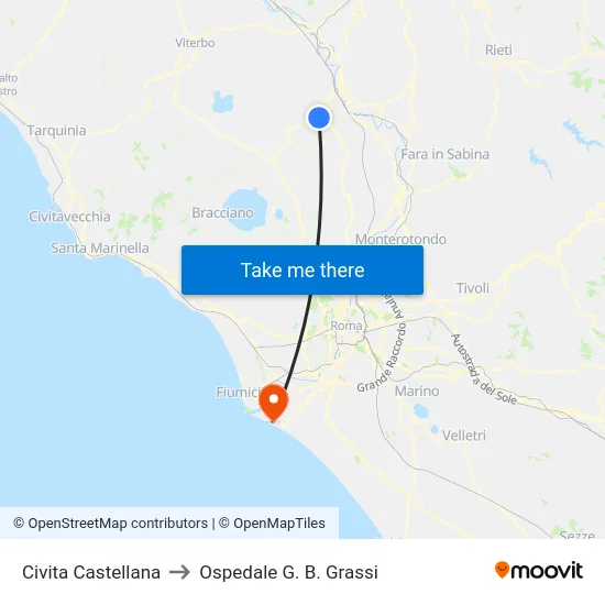 Civita Castellana to Ospedale G. B. Grassi map