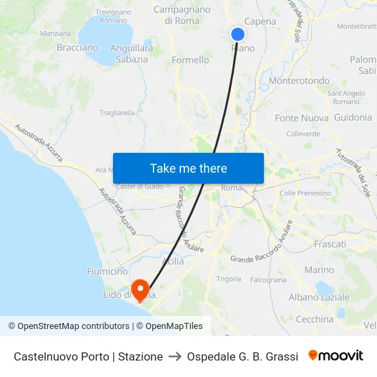 Castelnuovo Porto | Stazione to Ospedale G. B. Grassi map