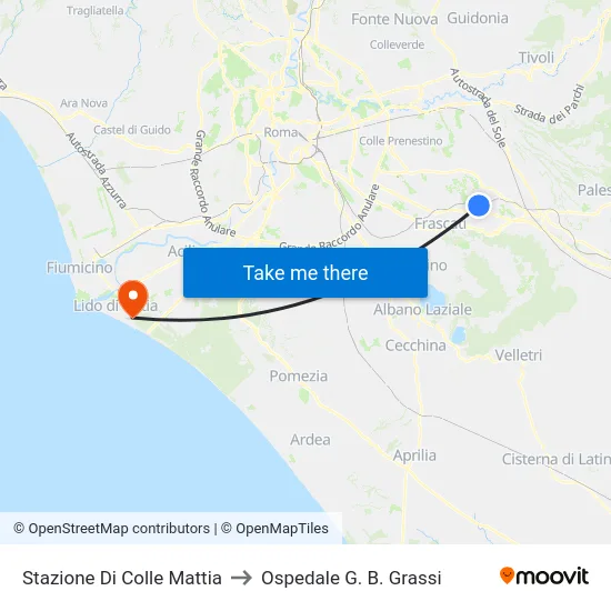 Stazione Di Colle Mattia to Ospedale G. B. Grassi map