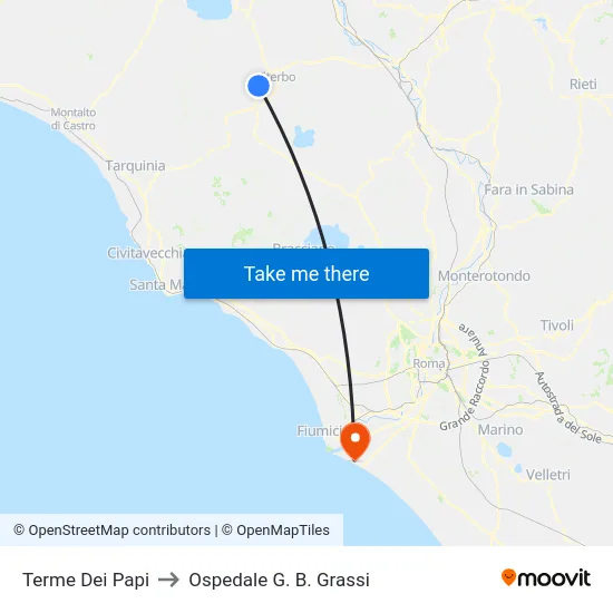 Terme Dei Papi to Ospedale G. B. Grassi map