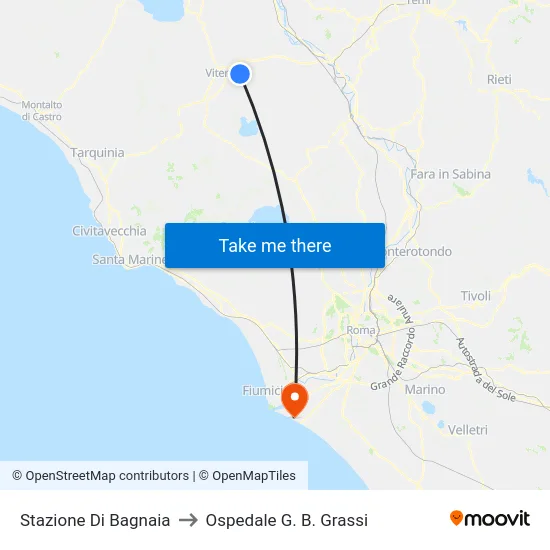 Stazione Di Bagnaia to Ospedale G. B. Grassi map