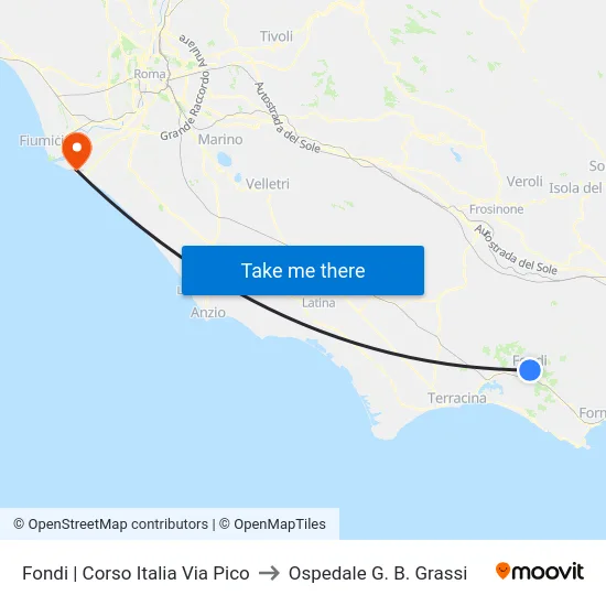 Fondi | Corso Italia Via Pico to Ospedale G. B. Grassi map