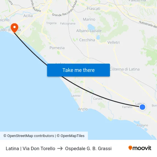 Latina | Via Don Torello to Ospedale G. B. Grassi map